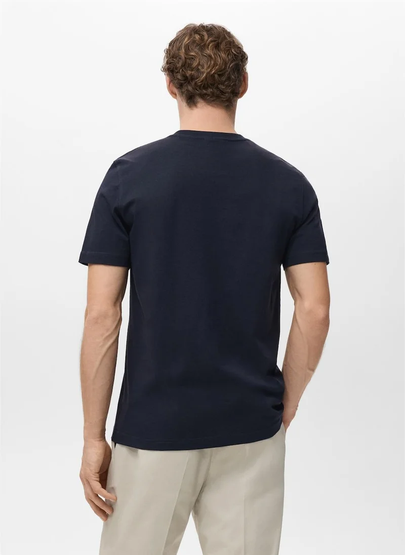 Mango Man  100% cotton slim-fit V-neck t-shirt for Men | Best Price UAE